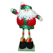 Χριστουγεννιάτικος Διακοσμητικός Λούτρινος Άγιος Βασίλης με Ξύλινη Βάση (20cm)